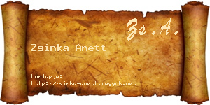 Zsinka Anett névjegykártya