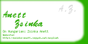 anett zsinka business card